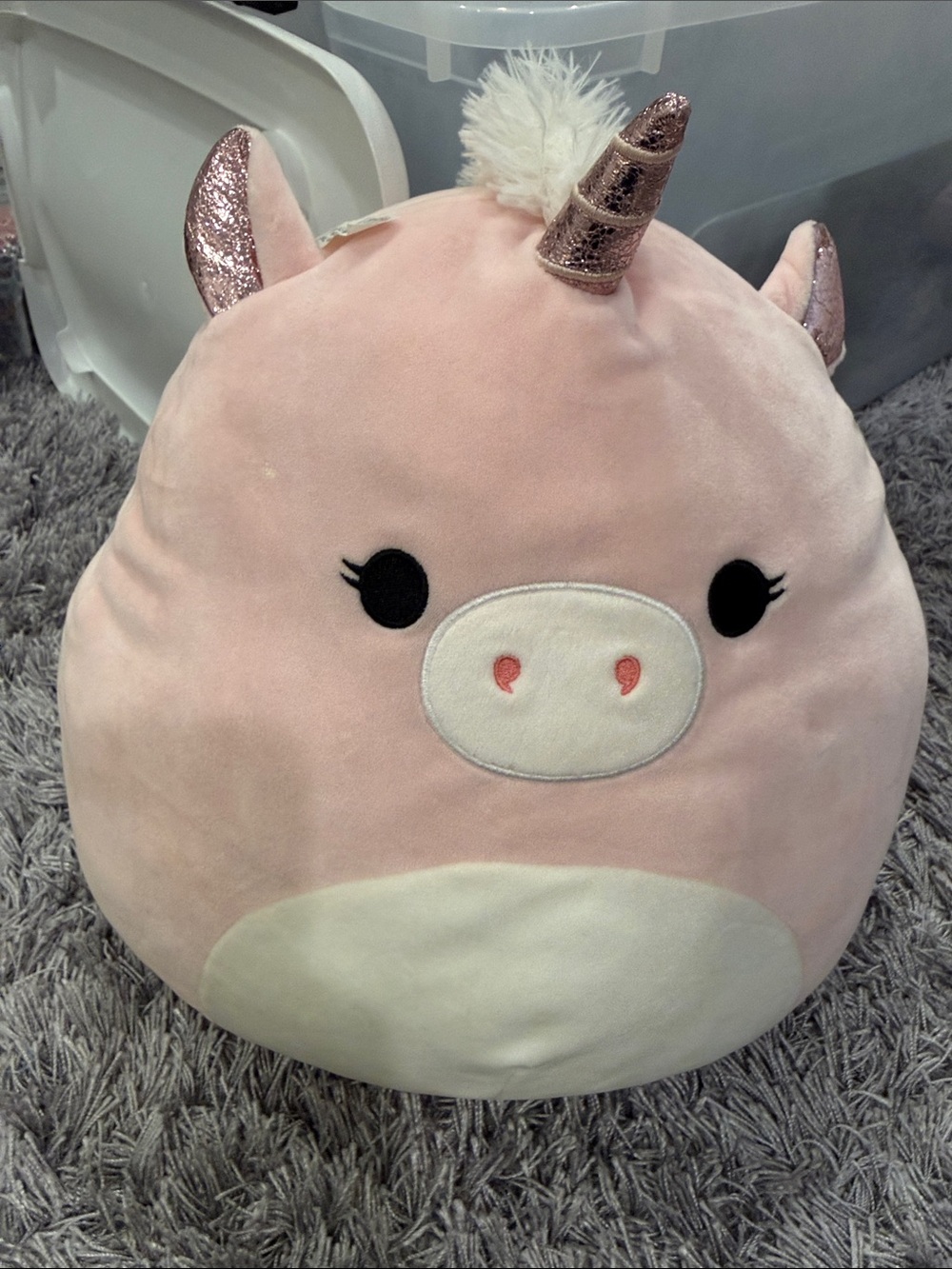 Squishmallows Pink Unicorn Plush Pillow with Glitter Horns